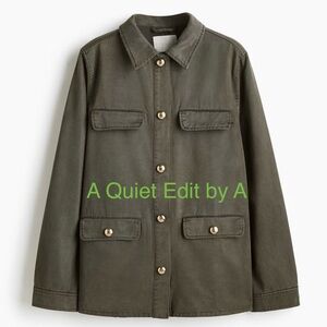 Minimalist Utility Safari Jacket H&M Washed Khaki Tencel Lyocell Size L